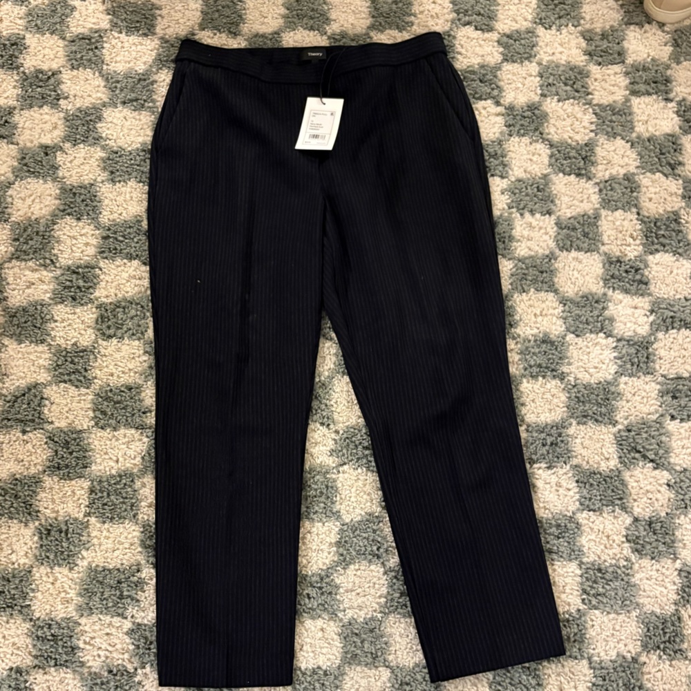 Theory Navy Pinstripe Trousers